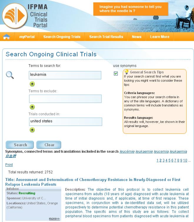 Find information on ongoing / completed clinical