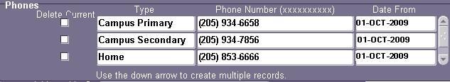 8. Enter the employee s current ten digit phone number in the PHONE NUMBER field without dashes. 9. Type the effective start date in the DATE FROM field or use the calendar LOV.