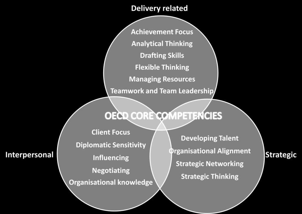 OECD CORE COMPETENCIES The OECD Competency framework comprises core competencies which are presented in three clusters as shown below.