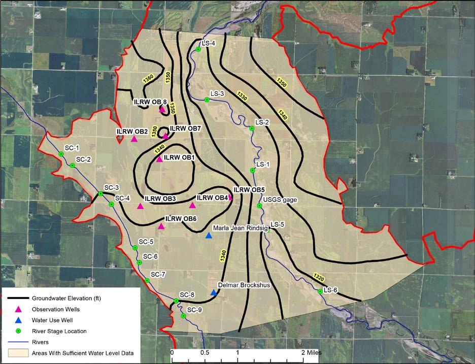 Figure 9. Observed groundwater elevation contours for Iowa Lakes Regional Water and surrounding area. Figure 10.