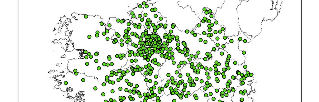 Spatial distribution of all organic farms in Ireland 2010 Main Clusters: