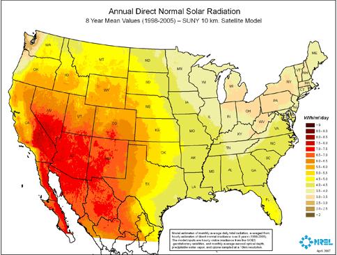 US Solar Radiation Map