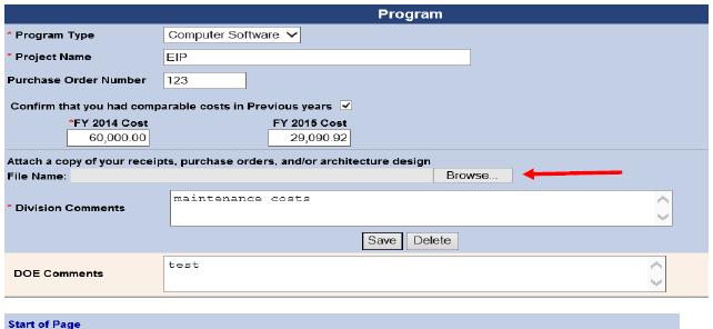 The screen below is the Detail Screen for allowable exception 300.204d. To enter expenditures, first select the reason for the termination of such costs under the Program Type drop down box.