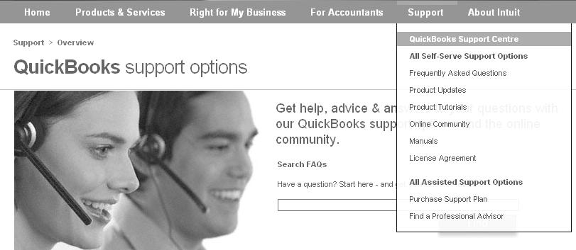 Online Support and Resources The same support options can also be found online at www.quickbooks.