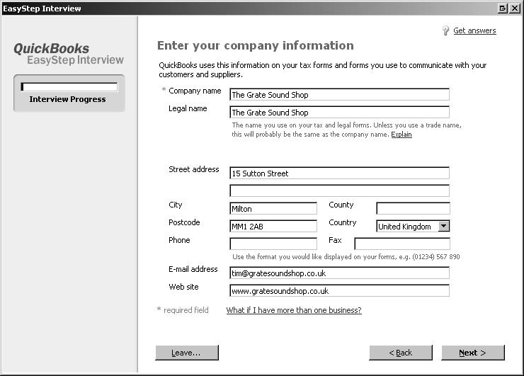 4. The Enter Company Information screen appears (4). Enter your company name. This is the name you will use with your customers and suppliers.