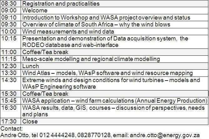 Wind Atlas for South Africa: Workshop Date: 4 March