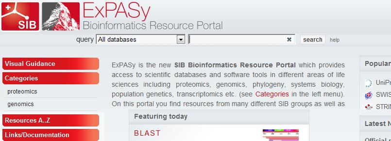 Protein Databases Introduction to Bioinformatics http://expasy.