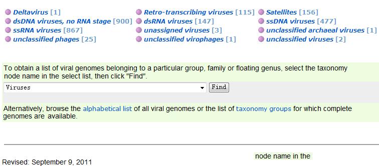 Nucleotide Databases Working with complete viral