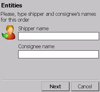 2- The user can enter the shipper and consignee name at this moment
