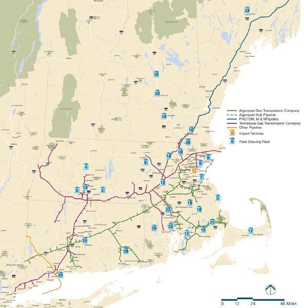 Importance of LNG in Greater Boston & New England The Everett Terminal directly connects into: Algonquin Pipeline Tennessee Gas Pipeline National Grid local distribution system Mystic Power Station