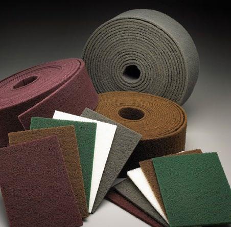 Non-Woven Hand Pads, Rolls, and Sponges Merit surface finishing hand pads and rolls are made of a non-woven nylon web impregnated with abrasive grain and resin bond.