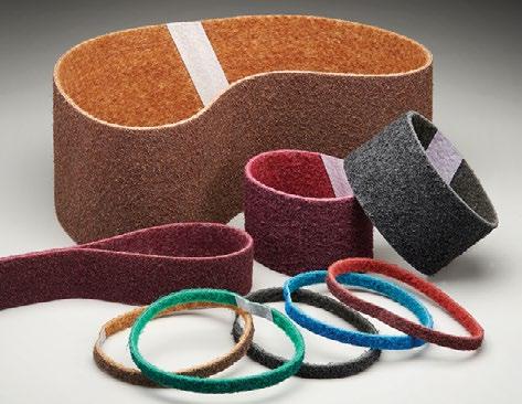 Non-Woven Belts Merit non-woven belts are a combination of strong synthetic mesh and quality abrasive, bonded together by a smear-resistant adhesive.