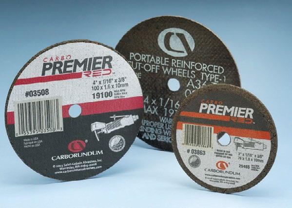 Reinforced Cut-off Wheels for Portable Machines Premier Red Reinforced Ceramic Alumina/Zirconia Alumina Abrasive Blend An exclusive blend of highperformance ceramic alumina and Up to 5X the life