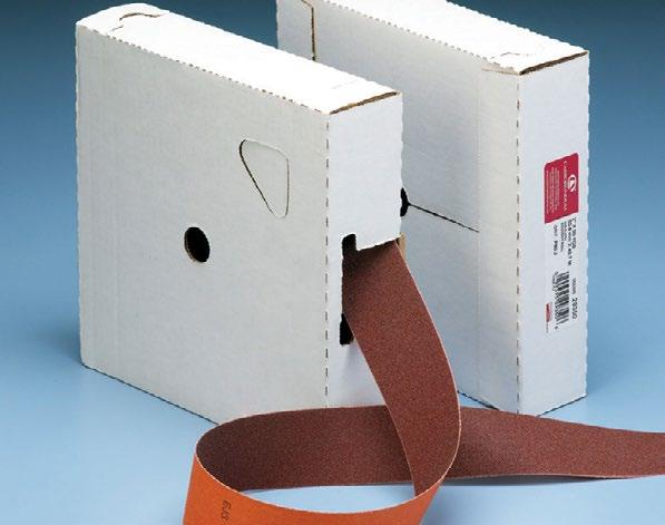 Cloth Rolls Aluminum Oxide Resin Cloth P-graded, brown aluminum oxide abrasive Advanced full resin bond system JCF 0852: orange J-weight backing with increased flexibility Dispenser boxed Tough and
