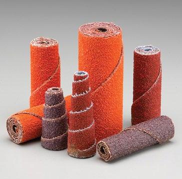 Specialties Cartridge Rolls, Spiral Rolls, Cone Points Cartridge, spiral rolls and cone points are strips of abrasive cloth rolled and glued to form a solid shape that is designed to break down