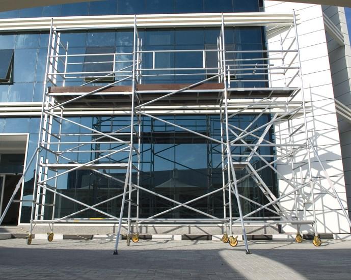 Material : Aluminum Alloy A6106 T6 Aluminum Mobile Scaffolding - Single Width Tower Width : 0.80Mtrs Length : 1.