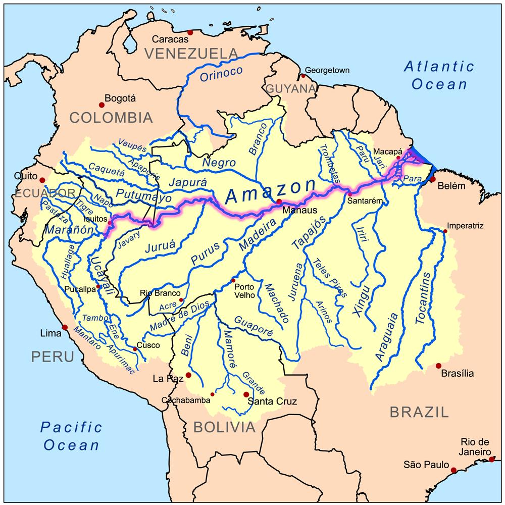 Three major categories of Amazonian tributaries: Black water (e.g. Jutai and Negro) Clear water (e.