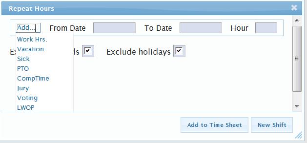 NOTE: Not all types of leave time are available as a selection on the drop-down menu (e.g., Family Medical Leave Act FMLA).