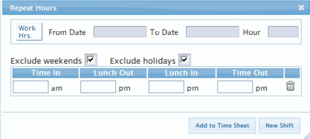 3. Click the To Date field to generate a calendar for the pay period. Select the end date in the date range. 4. Leave the Hour field blank. 5. A pop up screen will appear.