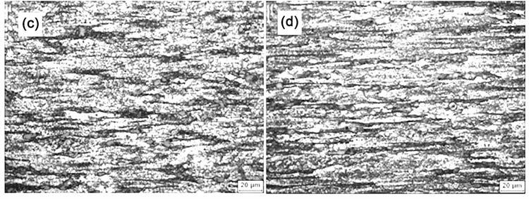 Microstructures of hot extruded alloys Figure 6 shows the OM images of the as-extruded alloys. The undecomposed second phases are cracked, distributing along the extrusion direction, like strips.