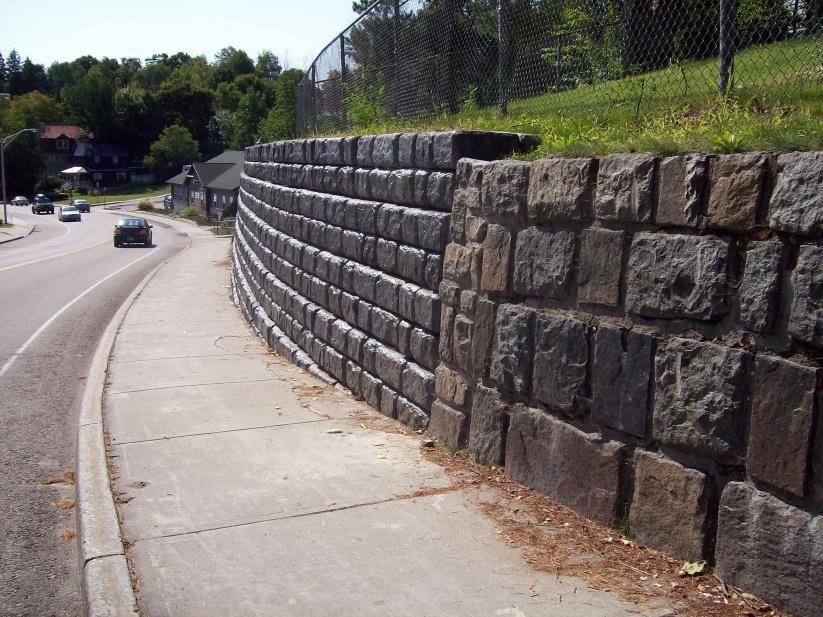 Types of Retaining Walls Gravity Wall Depends entirely on its own weight to provide necessary stability Usually constructed of plain concrete or stone masonry