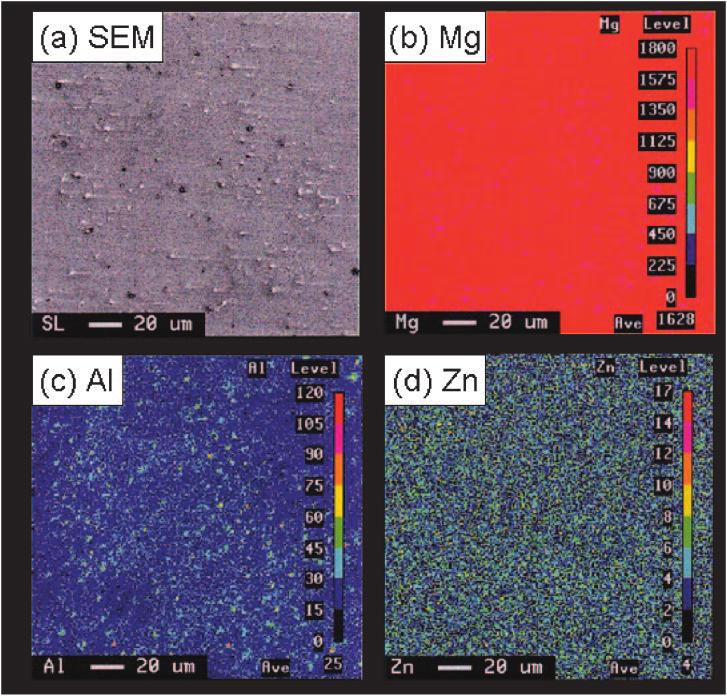 Microstructure and Mechanical Properties of AZ31 Magnesium Alloy Strip Produced by Twin Roll Casting 1749 Fig. 12 EPMA images of dendrite structure in the strip homogenized for 24 h at 450 C.