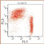 (FL3 reading) Apoptosis staning with AnnexinV-FluoProbes 488 (FL1 reading) Negative control Jurkat cells (no GPR54) 9E10 + GAM :