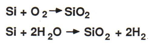 4. Thermal Oxidation b) Mechanism Reaction of silicon and oxygen to form silicon dioxide: Dry oxidation: Wet oxidation: For every angstrom of oxide grown, 0.45 angstrom of silicon is consumed.