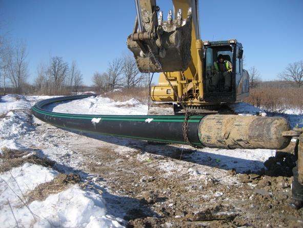 For horizontal directional drilling, a tight bend radius greatly reduces laydown space, the area where pipe is placed prior to pullback.