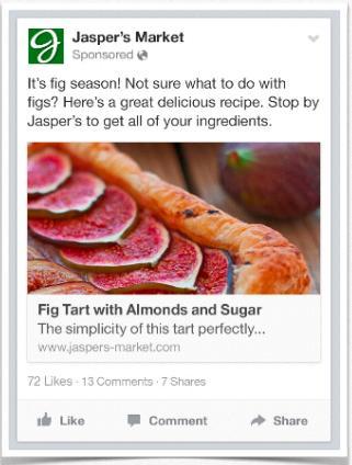 In the ad below, the copy: Tells the consumer what to do Stop by Jaspers to get all the ingredients Tells the consumer what will happen when they click Get a great fig recipe Relates to the audience