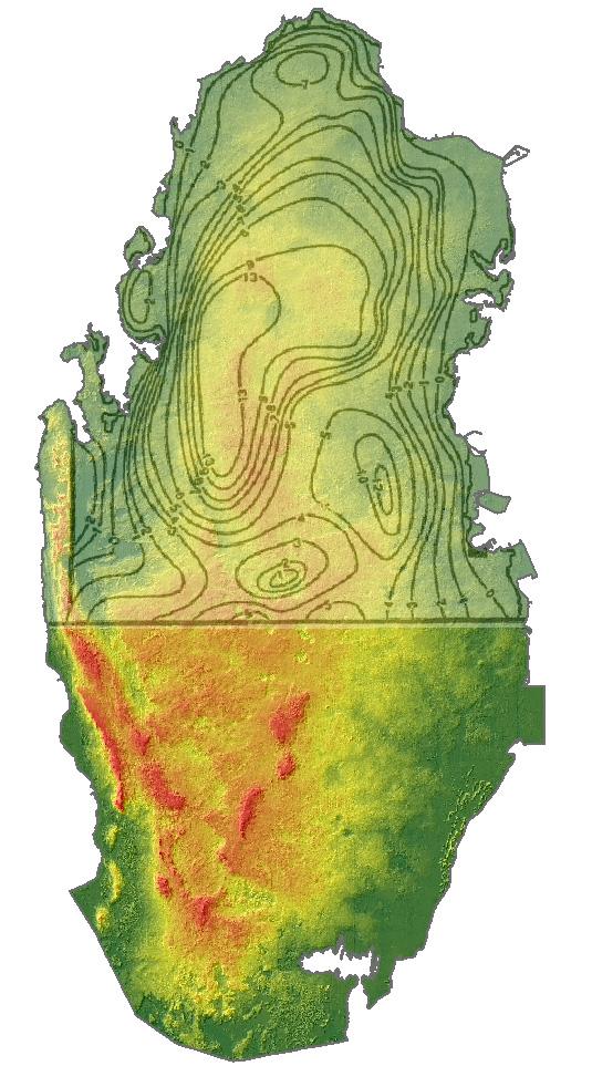 4. GROUNDWATER CONTOURS Historical groundwater levels contour maps are available and covering the main aquifers in Qatar. The oldest map is from 1958, as is shown in Figure 4.