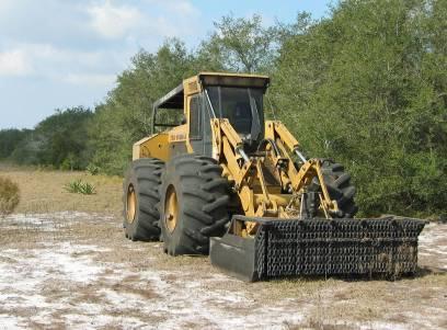 Dozer with Roller Chopper Mechanical reduction of scrub vegetation is the quickest