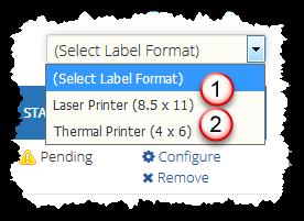 16 18. Available label formats are Laser Printer (1) which prints on an 8.