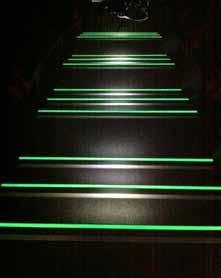 Photo Luminescent Inserts / Stair Nosing s Photo luminescent anti-slip stair nosings provide the usual function of step protection in addition to emitting a high intensity glow during power failures