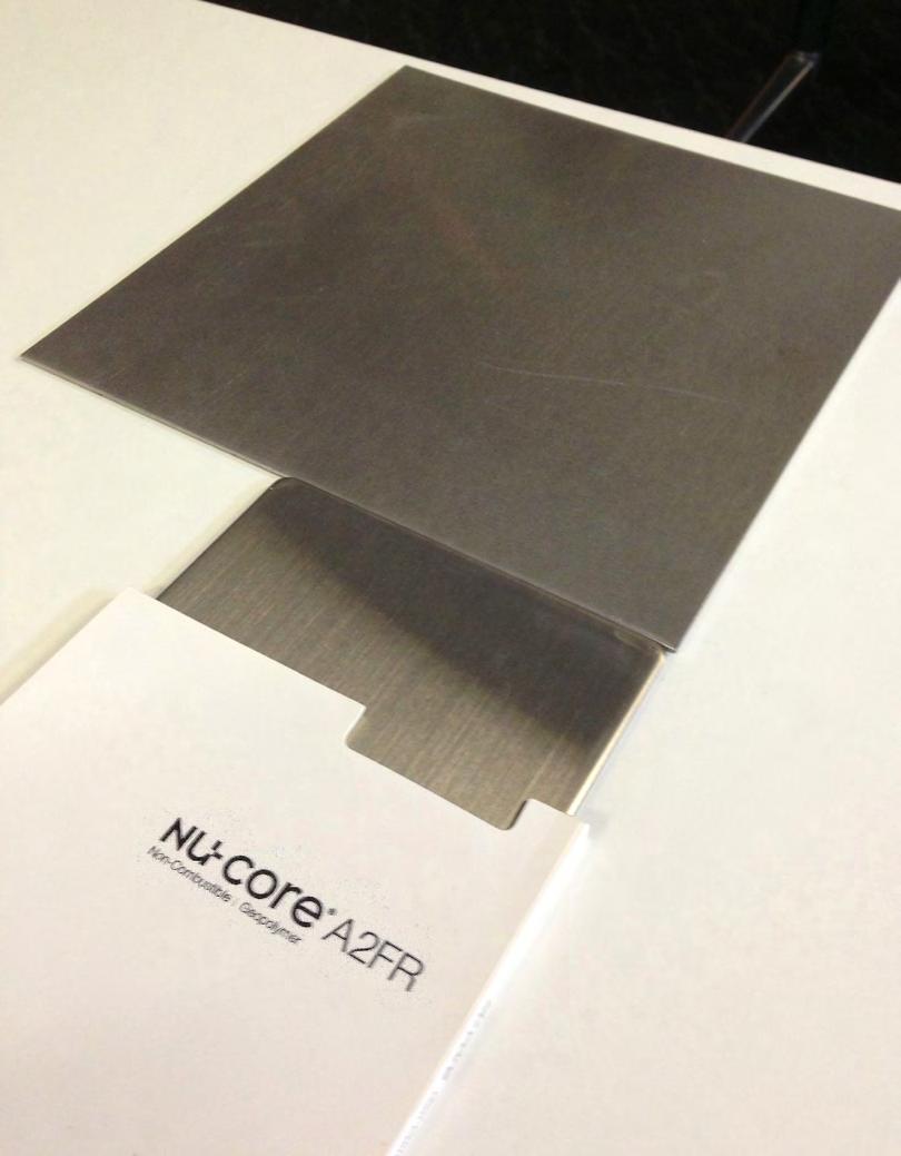Compared to Solid (3mm) Stainless steel, Nu-core Stainless Steel (4mm) composite is equal in it s rigidity.
