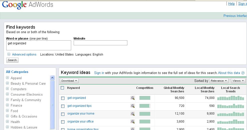 Use the Google Keyword Research Tool to