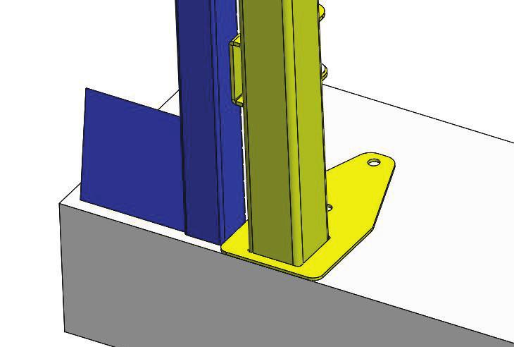 Attach vertical post plate to the predetermined holes in the column with provided fasteners (Hex bolt 3/8