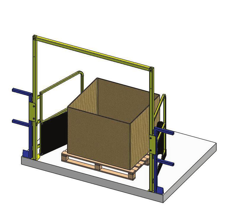 Forklift your pallet of material through the self-closing pallet gate and back away.