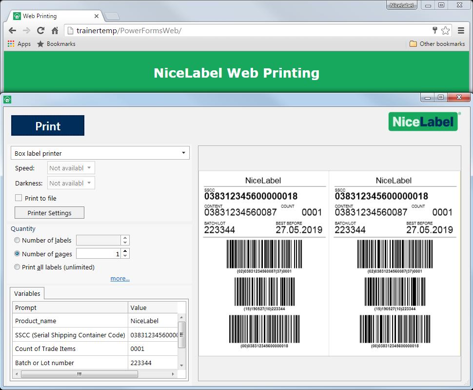 Web printing (client-side) Centralize management for all manual printing solutions Deploy consistent labeling instantly