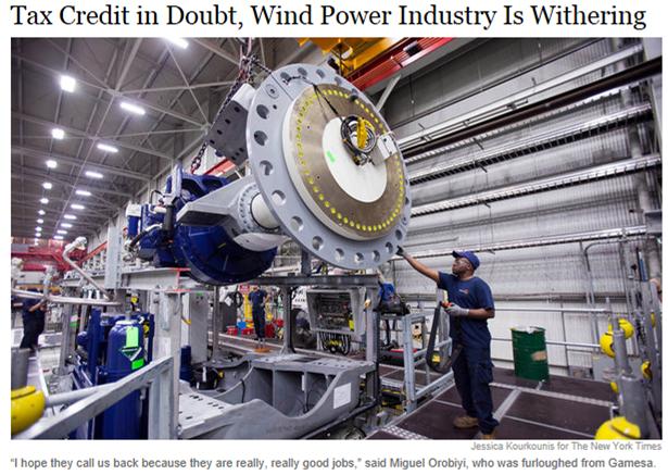 PTC EXPIRATION DOMINATES NEWS ABOUT WIND DesMoines Register TPI President Predicts Job Losses If Wind Tax Credit