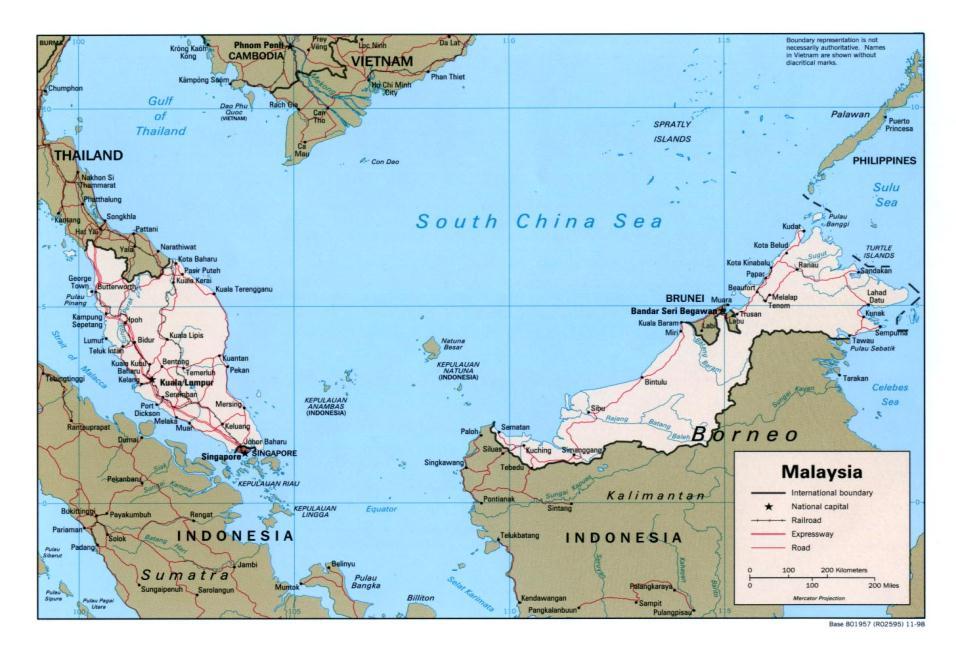 Introduction o MALAYSIA (formely Malaya) 1957 - gained independent 1963 - Sabah and Sarawak joined Malaysia o Situated in Southeast Asia o Two main geographical region separated by the