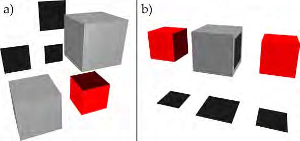 CHAPTER. CASCADES IN ALUMINIUM DOPED MGO Figure.: Vacancy trimer configurations. Grey cube = V Mg. Red cube = V O.
