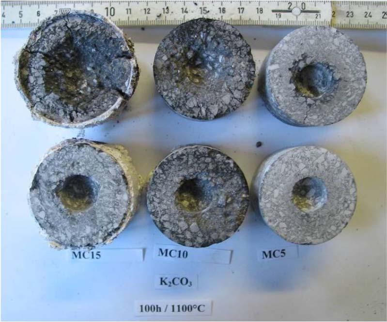 The alkaline corrosion of MgO-C-bricks variation of graphite content coarse