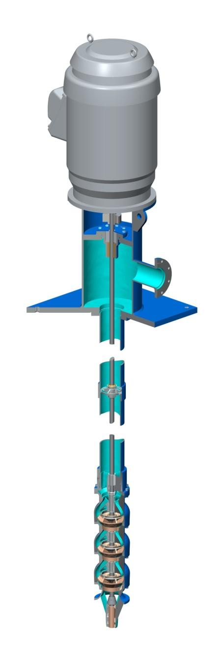Pump Stages Multi-stage Vertical Turbine Pump, common in deep well and reservoir applications Each staged impeller
