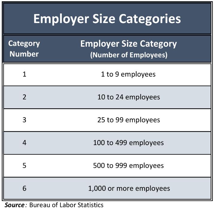 Key Findings Employer Size It is useful to examine job vacancies and other economic events by employer size, since establishments of different sizes may experience economic forces differently.