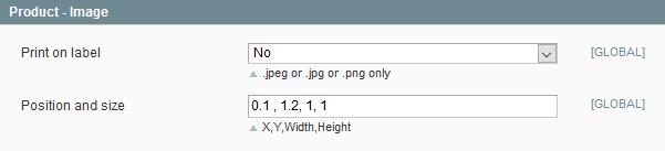 3. Configuration Product - Image Field Print on label Position Value Display or not the product image in the label Set image position (X,Y) and image