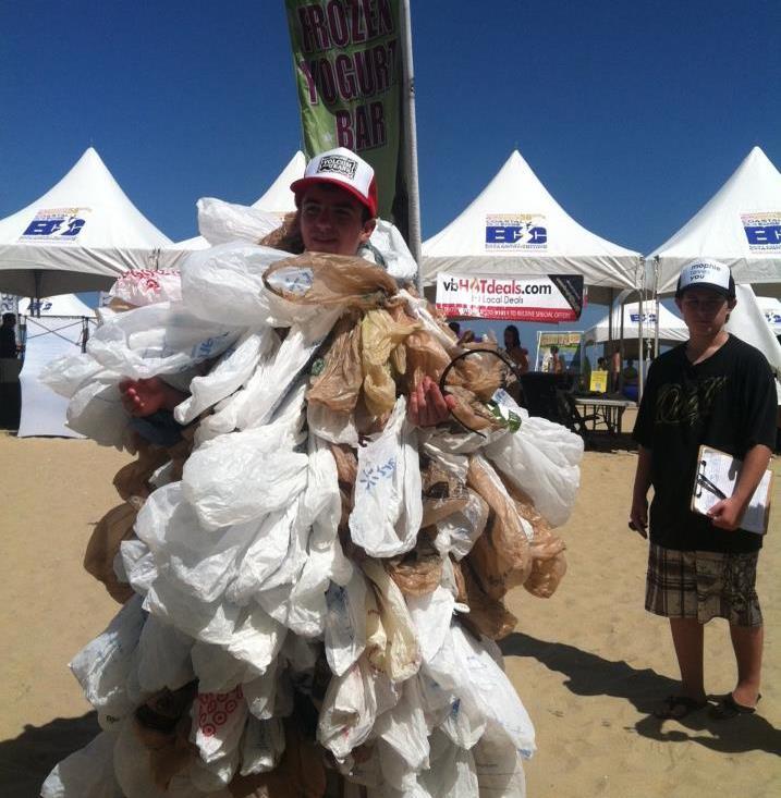 Bag Monster A suit of 500 Plastic Bags Education on the danger of Marine debris Discourages use of plastic
