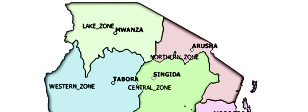 Figure 4: Tanzania map showing different TFS management zones The regional scenario workshops brought together about 187 participants where Participants were drawn from different institutions