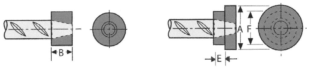 Figure 1: TERMINATOR D6/D16/D14 Series A = Large Diameter B = Length of LENTON TERMINATOR Head & Bar Engagement E = Length of Small Step (when applicable) F = Small Diameter (when applicable) Table