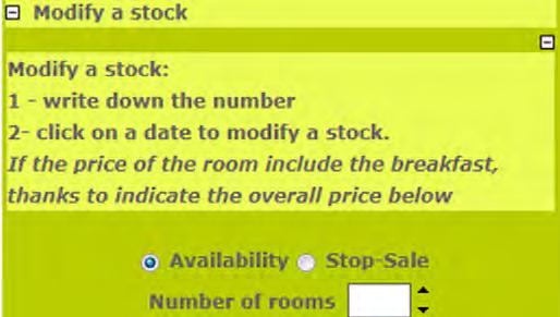 YOUR SMARTBOOKING PARTNER WEBSITE UPDATING YOUR AVAILABILITY Select the room category that you wish to update. 1.